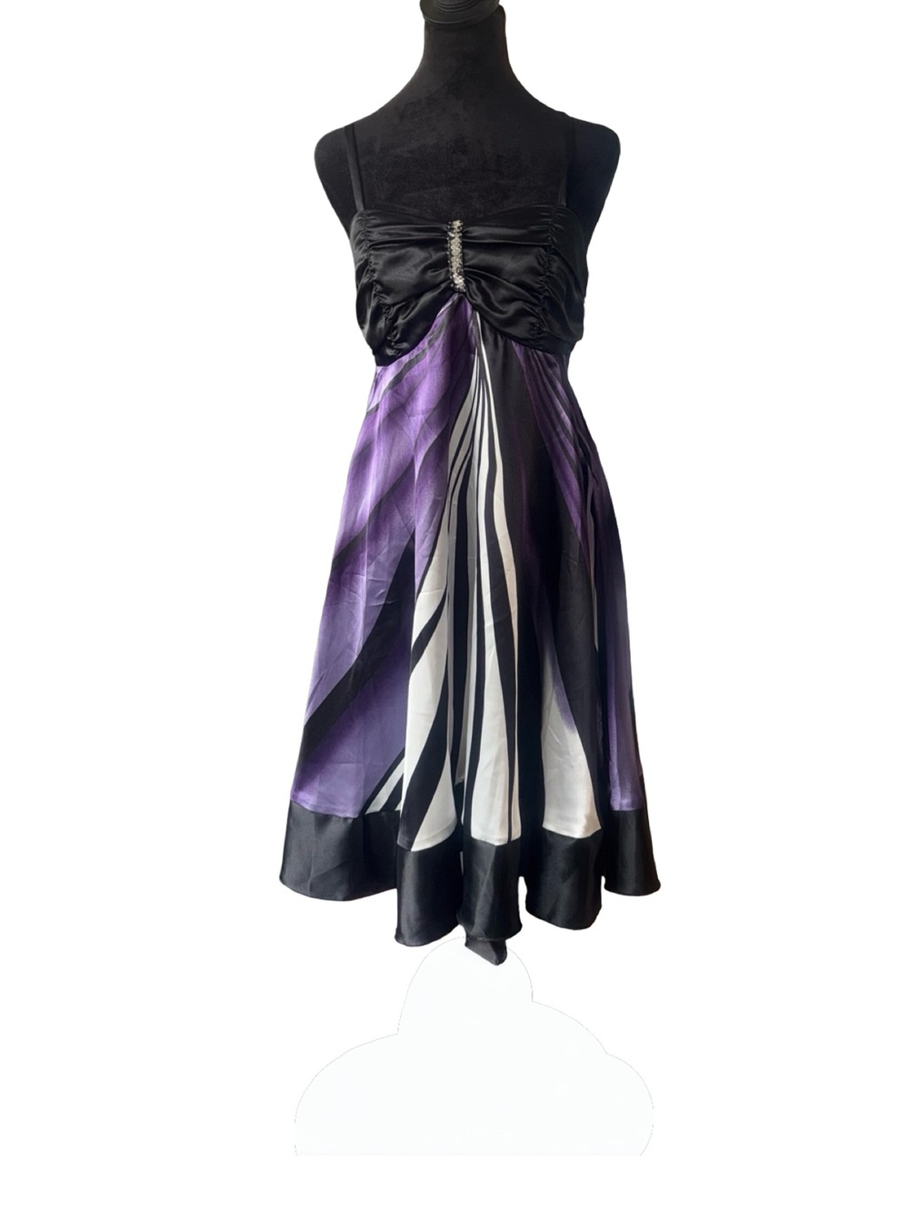 NWT Vtg Y2K Venus Black And Purple Spaghetti Strap Satin Mini Dress size M